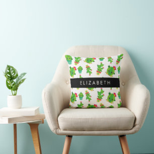 Cute Cactus, Cactus Pattern, Succulent, Your Name Throw Pillow