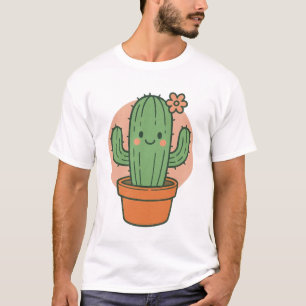 Cute Cactus Cartoon PNG   Kawaii Plant Clipart T-Shirt