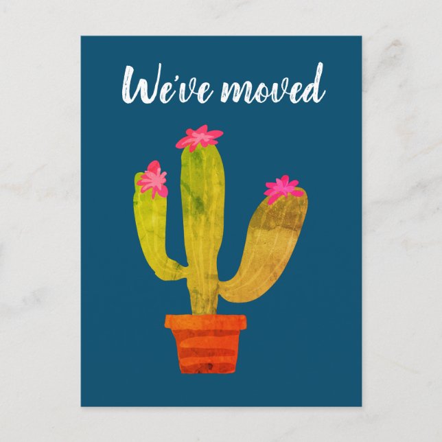 Cute cactus change of address we've moved postcard (Front)