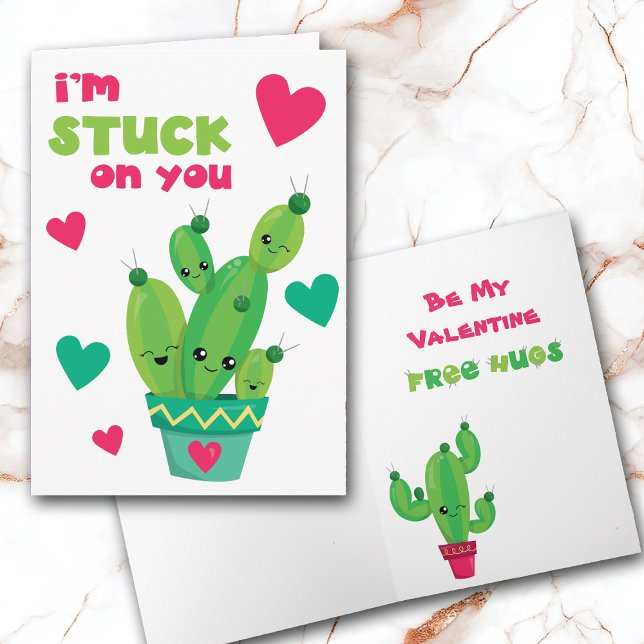Cute Cactus Coincée sur toi Carte Valentine pour e (Créateur téléchargé)