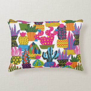 Cute cactus. Colorful seamless pattern. Endless pa Accent Pillow