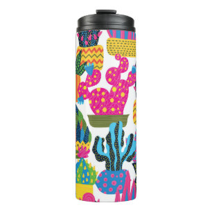 Cute Cactus: Colourful Seamless Fun Thermal Tumbler