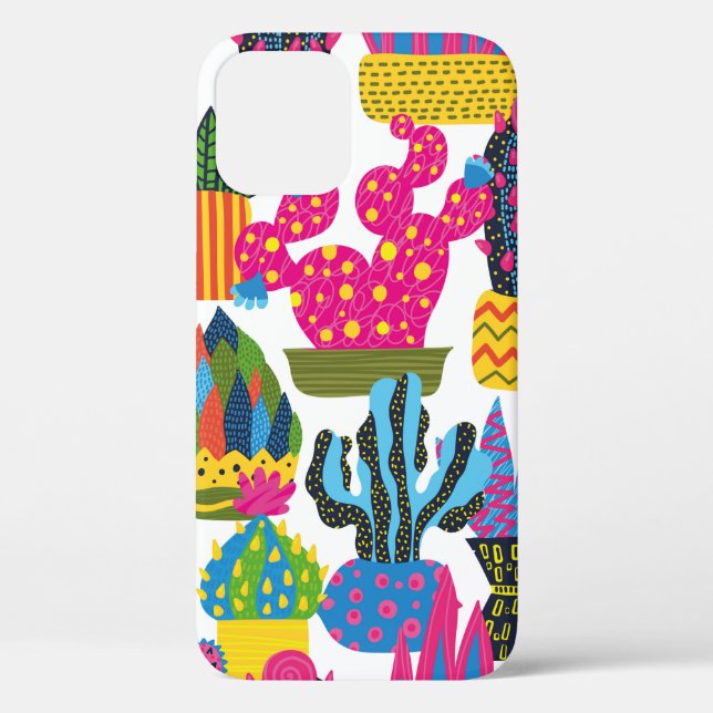 Cute cactus. Colourful seamless pattern. Endless p Case-Mate iPhone Case (Back)