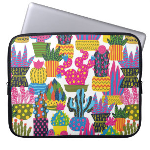 Cute cactus. Colourful seamless pattern. Endless p Laptop Sleeve