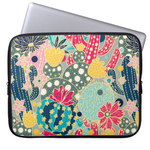 Cute cactus. Colourful seamless pattern. Laptop Sleeve