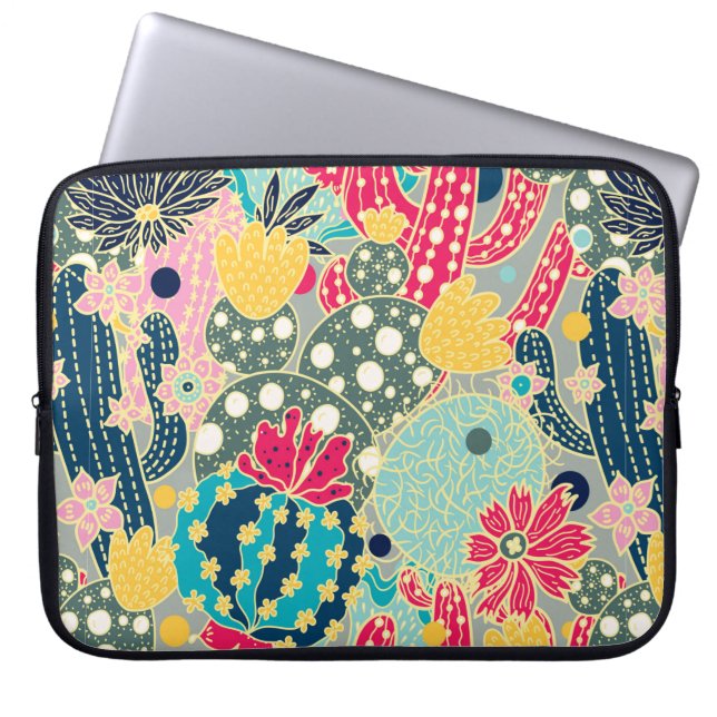 Cute cactus. Colourful seamless pattern.  Laptop Sleeve (Front)