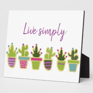 Cute cactus design with custom background colour plaque