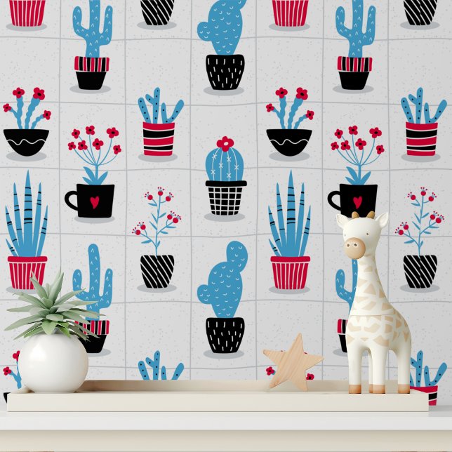 Cute Cactus Flower Peel and Stick Wallpaper (Creator Uploaded)