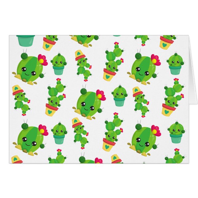 Cute Cactus, Green Cactus, Cactus Pattern (Front Horizontal)