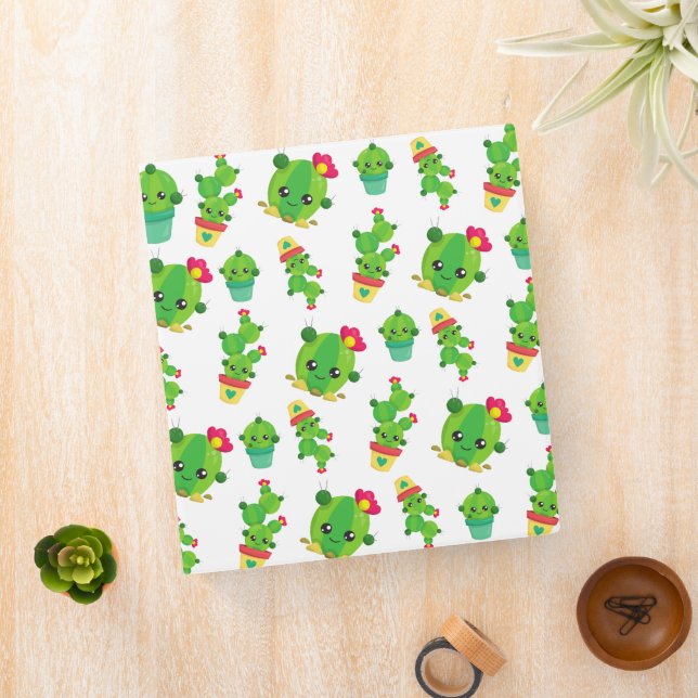 Cute Cactus, Green Cactus, Cactus Pattern Binder (In Situ)
