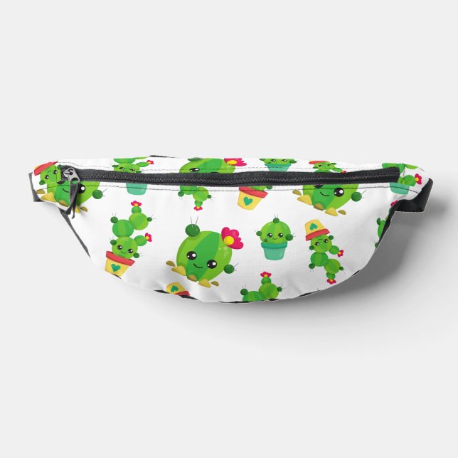 Cute Cactus, Green Cactus, Cactus Pattern Fanny Pack (Lay Down)