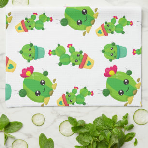 Cute Cactus, Green Cactus, Cactus Pattern Kitchen Towel