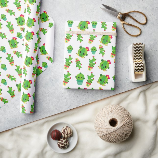 Cute Cactus, Green Cactus, Cactus Pattern Wrapping Paper (Crafts)