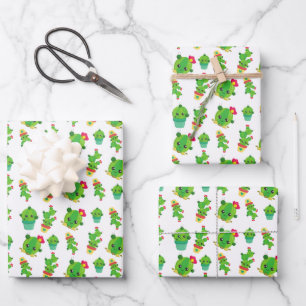 Cute Cactus, Green Cactus, Cactus Pattern Wrapping Paper Sheet