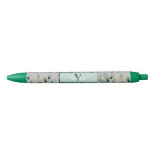 Cute Cactus Greenery Flower Personalized Print Blue Ink Pen