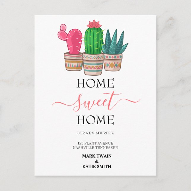 cute Cactus  home moving Postcard (Front)