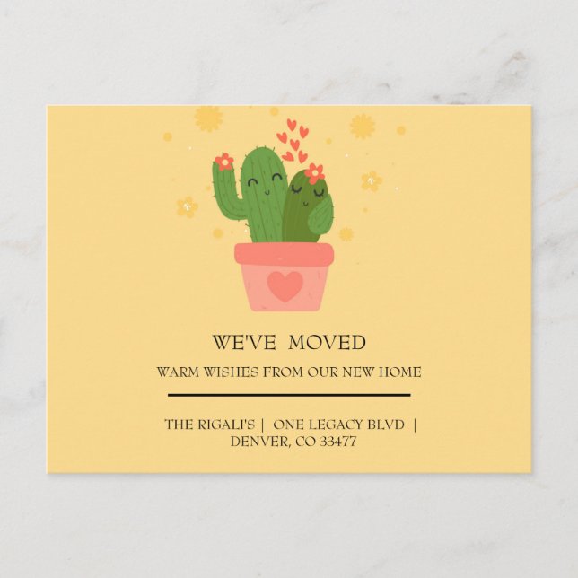 cute Cactus  home moving Postcard (Front)