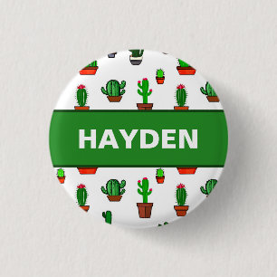 Cute Cactus illustrations Pattern Personalised 1 Inch Round Button