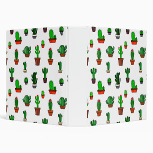 Cute Cactus illustrations Pattern White Binder