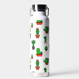 Cute Cactus illustrations Pattern White Water Bottle