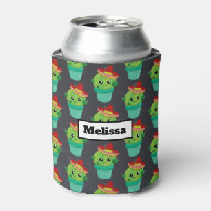 Cute Cactus in a Sombrero Pattern Can Cooler