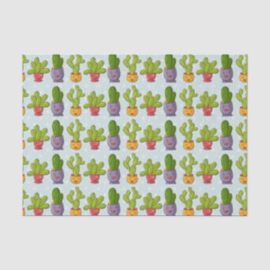 Cute Cactus in Flower Pots Fun Illustration Tissue Paper