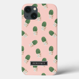 Cute Cactus in Hearts Pots Pattern Custom iPad Air iPhone 13 Case