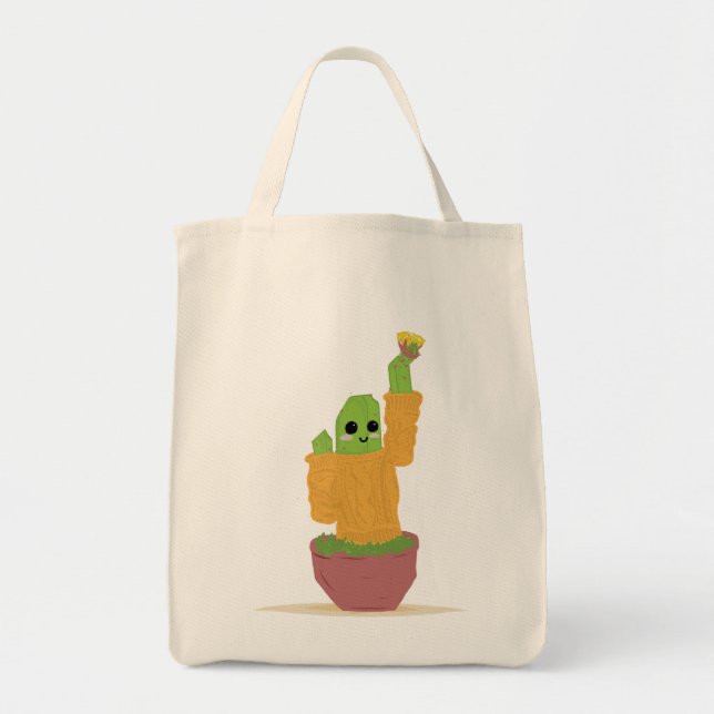 Cute Cactus In Sweater Tote Bag (Front)