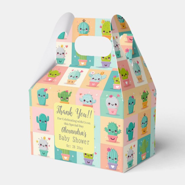 Cute Cactus Kawaii Baby Shower Favor Box (Front Side)