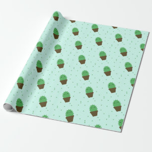 Cute Cactus kawaii plant wrapping paper