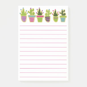 Cute cactus lined pad post-it notes