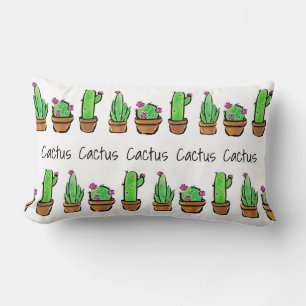 Cute Cactus love cacti succulents pattern Lumbar Pillow