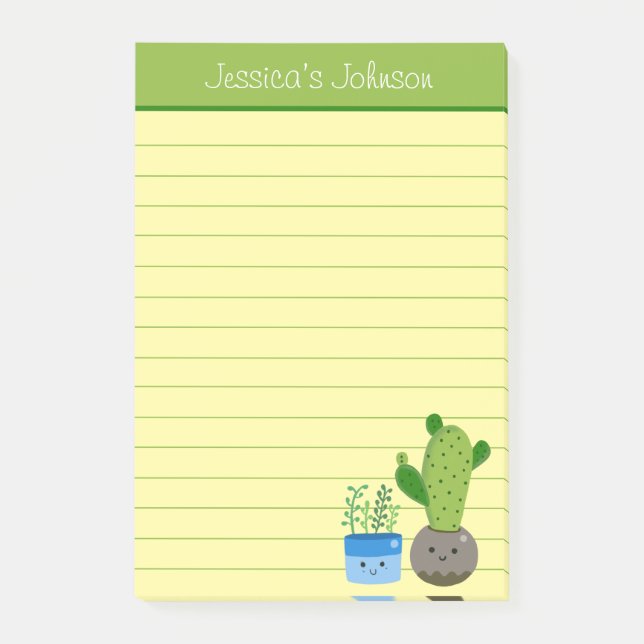 Cute Cactus Lovers Personalized Lined Notepad (Front)
