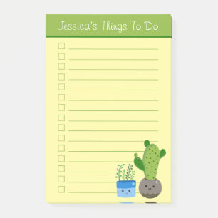 Cute Cactus Lovers Personalized Lined Things To Do Post-it Notes