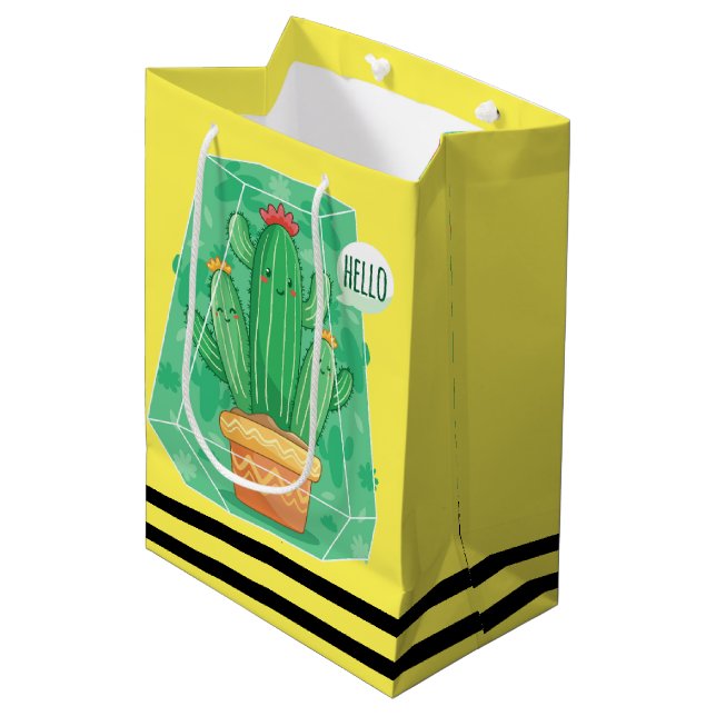 cute Cactus Medium Gift Bag (Front Angled)