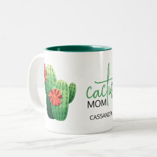 Cute Cactus Mom Succulent Plant Lover  Two-Tone Coffee Mug