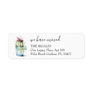 Cute Cactus Moving Announcement Return Address