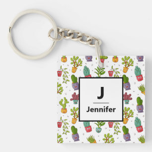 Cute Cactus Nature Succulents Monogramme Motif