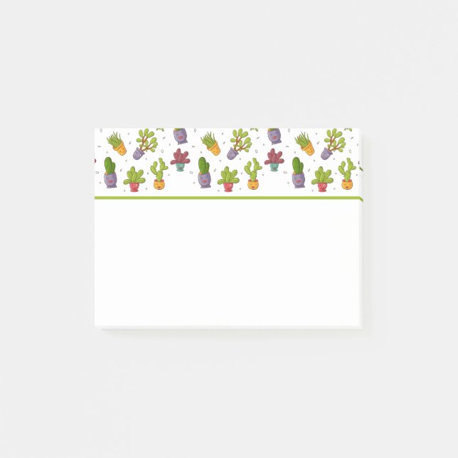 Cute Cactus Nature Succulents Pattern Post-it Notes (Front)