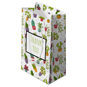 Cute Cactus Nature Succulents Pattern Thank You Small Gift Bag