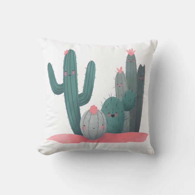 cute Cactus Outdoor Pillow (Front)