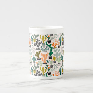 Cute Cactus Pattern Bone China Mug
