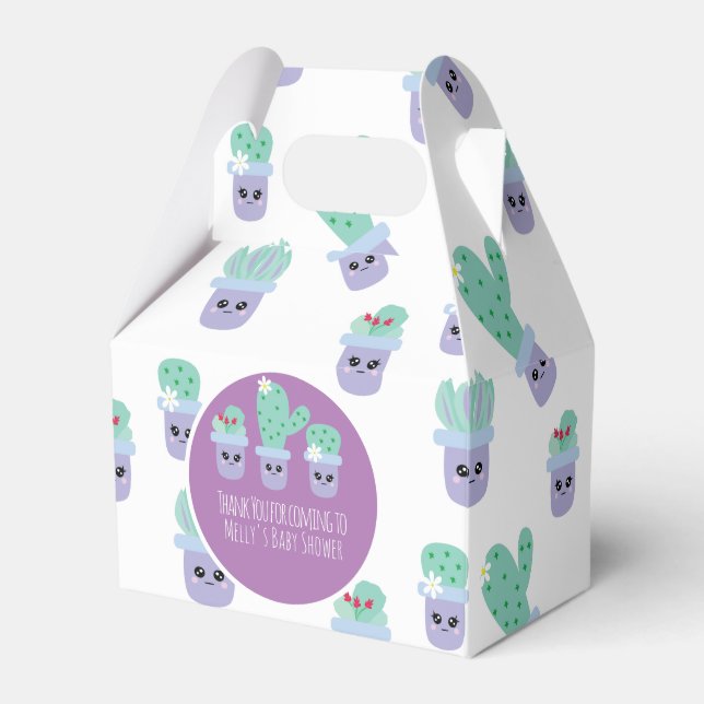 Cute Cactus Pattern Cartoon Thank You  Favour Box (Front Side)