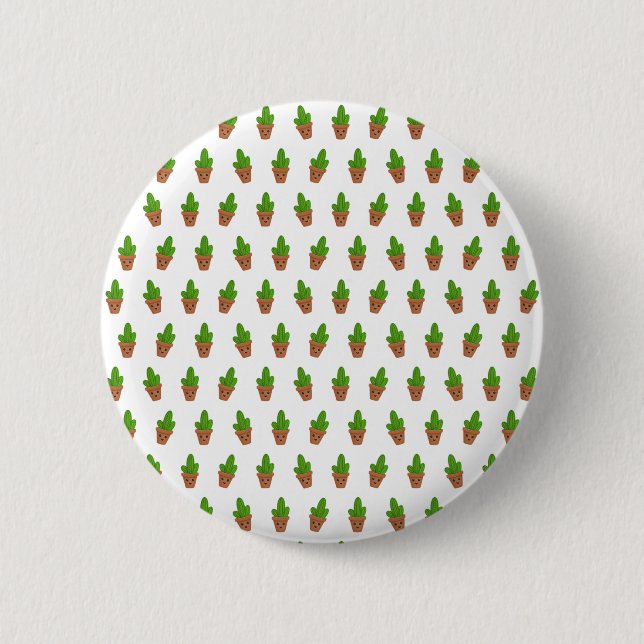 Cute Cactus Pattern – Happy Plant Lover Design 2 Inch Round Button (Front)