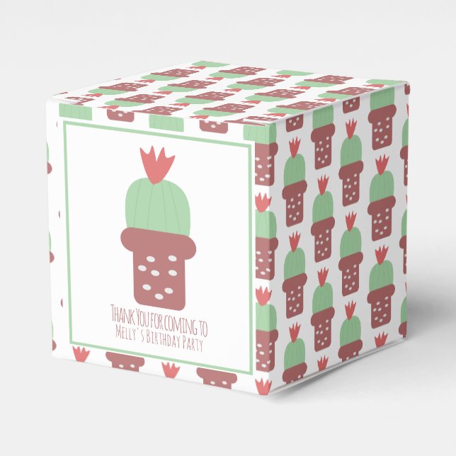 Cute Cactus Plant Birthday Party Thank You   Favor Box (Front Side)