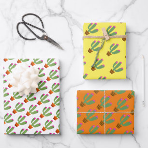 Cute cactus plant custom wrapping paper sheets