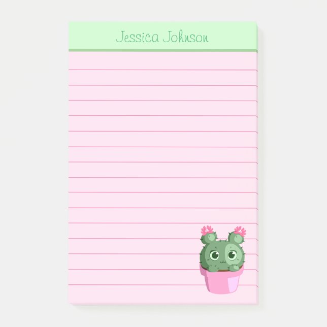 Cute Cactus Plant Personalized Lined Notepad (Front)