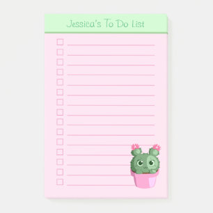 Cute Cactus Plant Personalized Lined To Do List Po Post-it Notes
