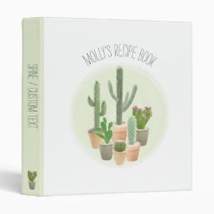 Cute Cactus Plants Succulents Recipes Cookbook Binder