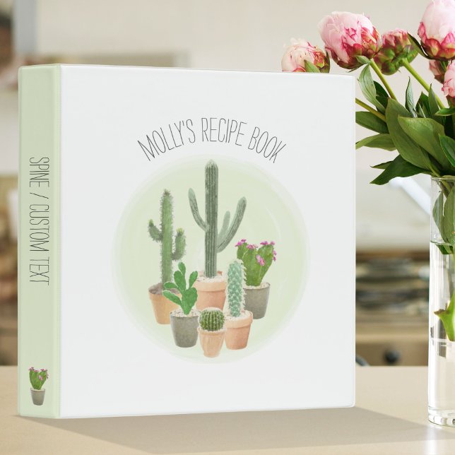 Cute Cactus Plants Succulents Recipes Cookbook Binder (Creator Uploaded)